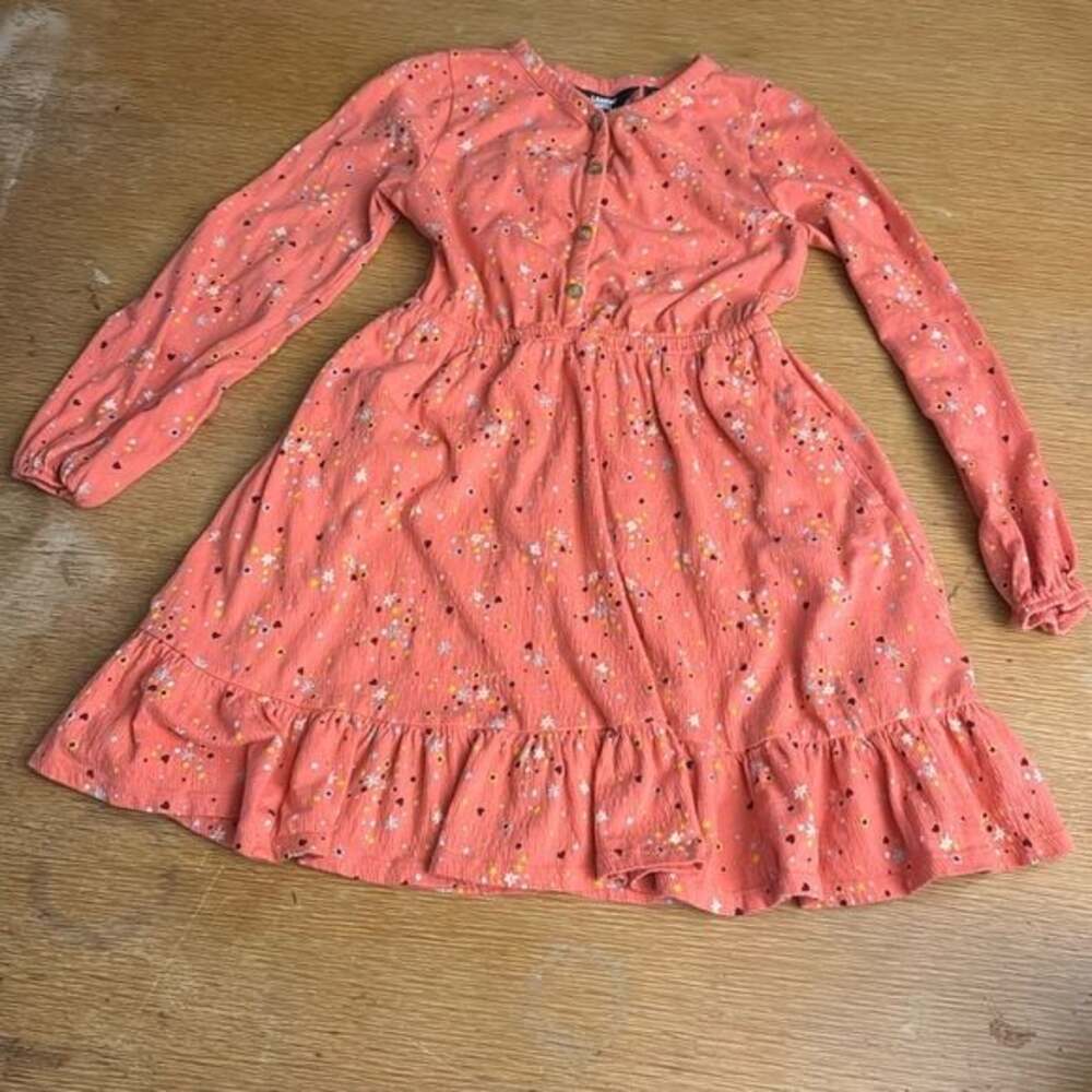 Lands end long sleeve girls dress in peach with pretty design